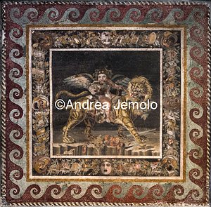 Archaeological National museum Pompeii - Mosaic - Dionysus riding a tiger | Andrea Jemolo