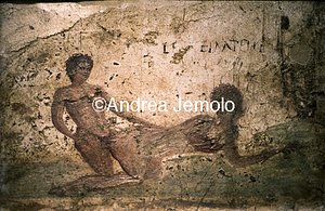 Archaeological National museum Pompeii - House of the King of Prussia - Erotic scene - LENTE IMPELLE - Secret Cabinet | Andrea Jemolo