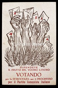 Cartolina di propaganda del Partito Comunista Italiano  | Andrea Jemolo