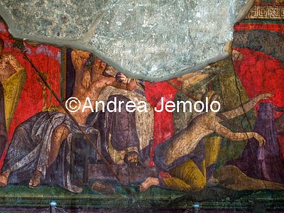 Villa of the Mysteries Hall of the Great Fresco - Dionysus and Ariadne - The initiate reaches a covered object | Andrea Jemolo
