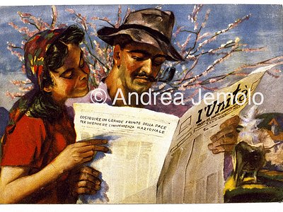 Postcard of propaganda of Italian Comunist Party for L'Unità  | Andrea Jemolo