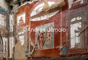 The excavations of Ercolanum Headquarters of the Augustals – West wall with Fought between Heracles / Hercules and the river Achelous | Andrea Jemolo