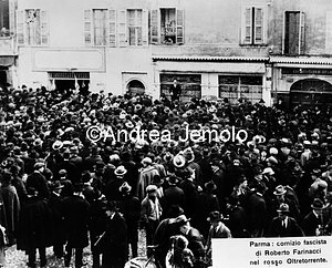 Fascist squads - Farinacci fascist comitium in Parma  | Andrea Jemolo