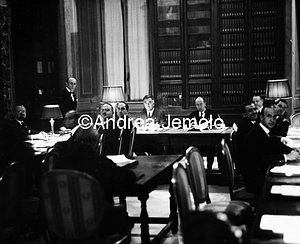 Mussolini in a meeting of the Grand Council of Fascism  | Andrea Jemolo