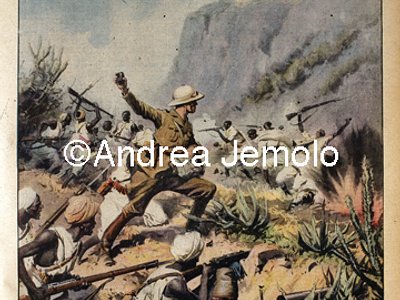La Domenica del Corriere - The soldiers of General Mariotti defeat the soldiers of Cassa Sebat  | Andrea Jemolo
