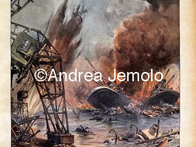 La Domenica del Corriere - Battle of Dunkerque - Bombing of 'German Air Force  | Andrea Jemolo