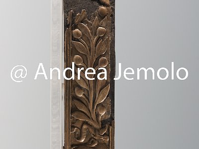 Archaeological Deposit Tripod leg with twig of laurel, bucranium, wood and ivory, from the Villa dei Papiri | Andrea Jemolo