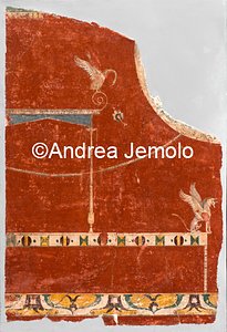 National Antiquarium Decoration with aediculae, swan and griffon | Andrea Jemolo