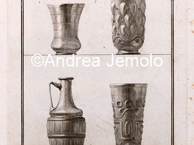 Museo Archeologico Nazionale Tre bicchieri e una brocchetta in "Antichità di Ercolano. Rami inediti" II | Andrea Jemolo