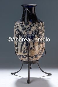 Archaeological National museum Blue Vase with cupids, mask, vine shoots,cameo, Pompeii | Andrea Jemolo