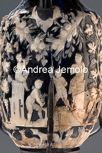 Archaeological National museum Blue Vase with cupids, mask, vine shoots,cameo, Pompeii | Andrea Jemolo