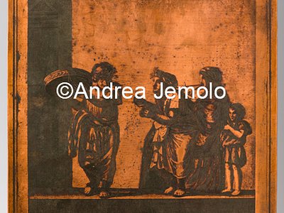 Museo Archeologico Nazionale Matrice con mosaico raffigurante musici ambulanti, dalla Villa di Cicerone a Pompei, rame - "ANTICHITÀ DI ERCOLANO. RAMI INEDITI" | Andrea Jemolo