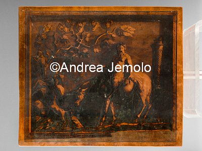 Museo Archeologico Nazionale Matrice con bassorilievo raffigurante Pan in groppa a un asino, da Ercolano, rame - "ANTICHITÀ DI ERCOLANO. RAMI INEDITI" | Andrea Jemolo