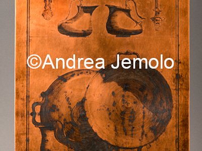 Museo Archeologico Nazionale Matrice con tre askòi di bronzo e una coppa di bronzo, rame - "ANTICHITÀ DI ERCOLANO. RAMI INEDITI" | Andrea Jemolo