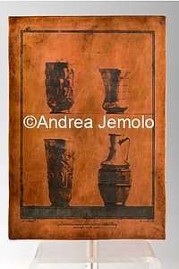 Archaeological National museum Matrix with three glasses and a pitcher - copper - "Antichità di Ercolano.Rami inediti" | Andrea Jemolo