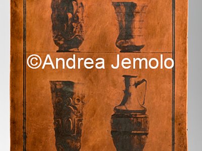 Museo Archeologico Nazionale Matrice con tre bicchieri e una brocchetta, rame - "ANTICHITÀ DI ERCOLANO. RAMI INEDITI" | Andrea Jemolo