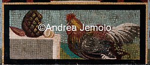 Archaeological National museum Rooster and a pomegranate, mosaic | Andrea Jemolo