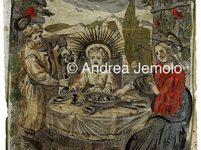 Holy card Madonna, Child and Joseph | Andrea Jemolo