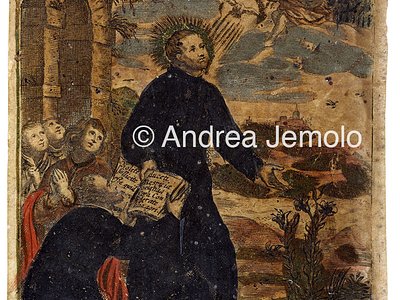 Holy card Madonna, Child and Joseph | Andrea Jemolo