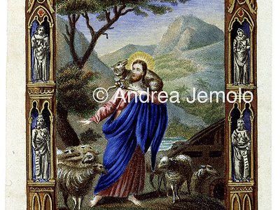 Holy card The Good Shepherd | Andrea Jemolo
