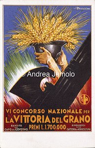 Cartolina di propaganda fascista La Vittoria del Grano | Andrea Jemolo