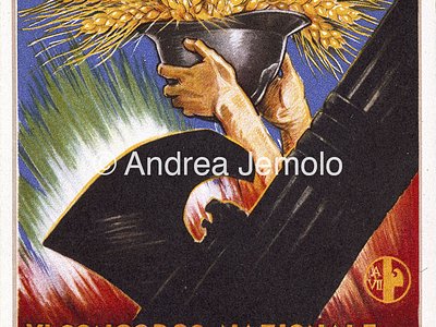 Postcard of fascist propaganda Victory of the Grain | Andrea Jemolo