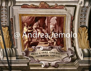 Chiesa della Trinità dei Monti Refettorio - Scene della vita di San Francesco da Paola - Soffitto affrescato | Andrea Jemolo