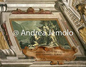 Chiesa della Trinità dei Monti Refettorio - Scene della vita di San Francesco da Paola - Soffitto affrescato | Andrea Jemolo