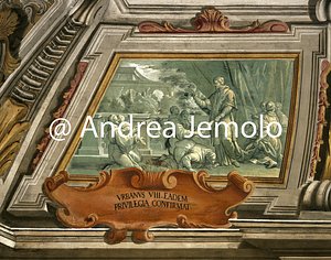 Chiesa della Trinità dei Monti Refettorio - Scene della vita di San Francesco da Paola - Soffitto affrescato | Andrea Jemolo