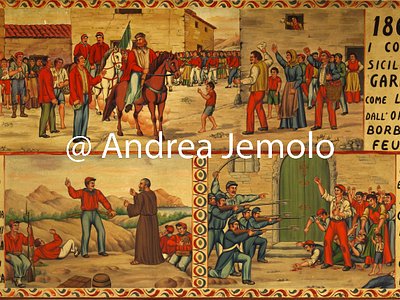 Headquartier of Confederazione Generale Italiana del Lavoro - CGIL Garibaldi, Altofonte and the revolt of the peasants of Bronte - Panel for Sicilian cart painted with linseed oil | Andrea Jemolo