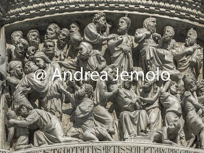 Duomo di Santa Maria Assunta Pulpito - Bacio di Giuda, Incoronazione di spine, Flagellazione | Andrea Jemolo
