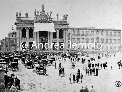 Pius IX blesses the troops and the people from the Basilica of San Giovanni - Rome, August 1868  | Andrea Jemolo