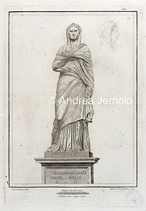 Museo Archeologico Nazionale Statua di Viciria su base iscritta, dalla Basilica Noniana a Ercolano in "Antichità di Ercolano. Rami inediti", Incisione | Andrea Jemolo