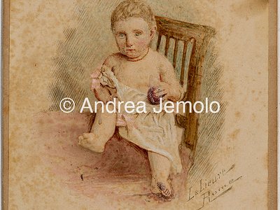 Hand painted and signed by Le Lieure Portrait of a little boy | Andrea Jemolo