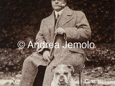  Gentleman with dog, walking stick and pipe | Andrea Jemolo