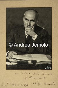  Ritratto di Luigi Einaudi, Presidente della Repubblica Italiana, fotografia con dedica e firmata | Andrea Jemolo