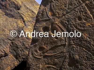  Rock engraving depicting a herd of moving elephants and under a group of men - Tassili n'Ajjer, Tadart Rouge | Andrea Jemolo
