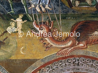 Chiesa di San Pietro al Monte Vittoria sul Drago dell'Apocalisse - affresco - particolare | Andrea Jemolo