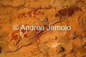  Dipinto rupestre raffigurante animali, Tassili n’Ajjer, Tadart Rouge - Periodo bovidiano | Andrea Jemolo