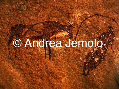  Cave painting depicting animals, Tassili n’Ajjer, Tadart Rouge - Bovidic period | Andrea Jemolo