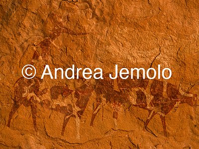  Cave painting depicting animals, Tassili n’Ajjer, Tadart Rouge - Bovidic period | Andrea Jemolo