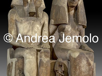 Egyptian museum Amenophis III and the Tiye queen - colossal group | Andrea Jemolo