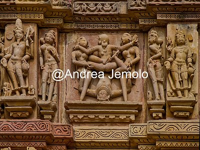 Kandariya Mahadeva Temple Sculptures on the south facade with erotic subjects | Andrea Jemolo