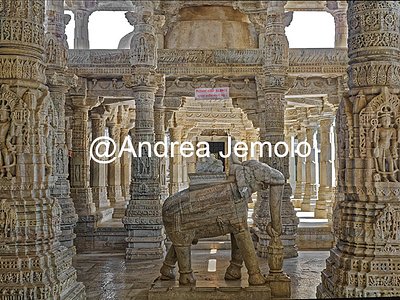 Ranakpur Jain temple - Chaturmukha Dharana Vihara Interior of the temple with a sculpture of an elephant  | Andrea Jemolo