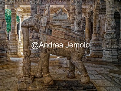 Ranakpur Jain temple - Chaturmukha Dharana Vihara Sculpture of an elephant  | Andrea Jemolo