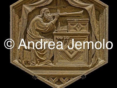 Museo dell'Opera del Duomo Istorated reliefs of Giotto’s Bell Tower - Jubal playing the flute | Andrea Jemolo