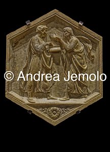 Museo dell'Opera del Duomo Rilievi istoriati dal Campanile di Giotto - Platone e Aristotele come allegoria della Dialettica | Andrea Jemolo