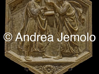 Museo dell'Opera del Duomo Istorated reliefs of Giotto’s Bell Tower - Plato and Aristotle as allegory of Dialectics | Andrea Jemolo