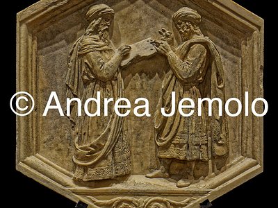 Museo dell'Opera del Duomo Istorated reliefs of Giotto’s Bell Tower - Euclid and Pythagoras as allegory of Geometry and Mathematics | Andrea Jemolo