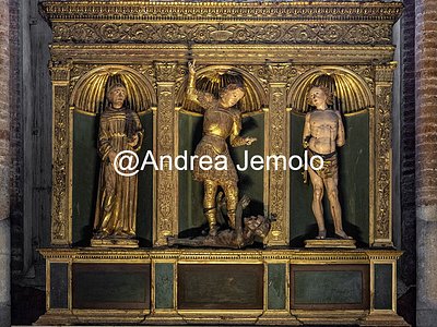 Basilica di Santa Maria Gloriosa dei Frari Wooden triptych with statues of Saints Anthony, Michael and Sebastian | Andrea Jemolo